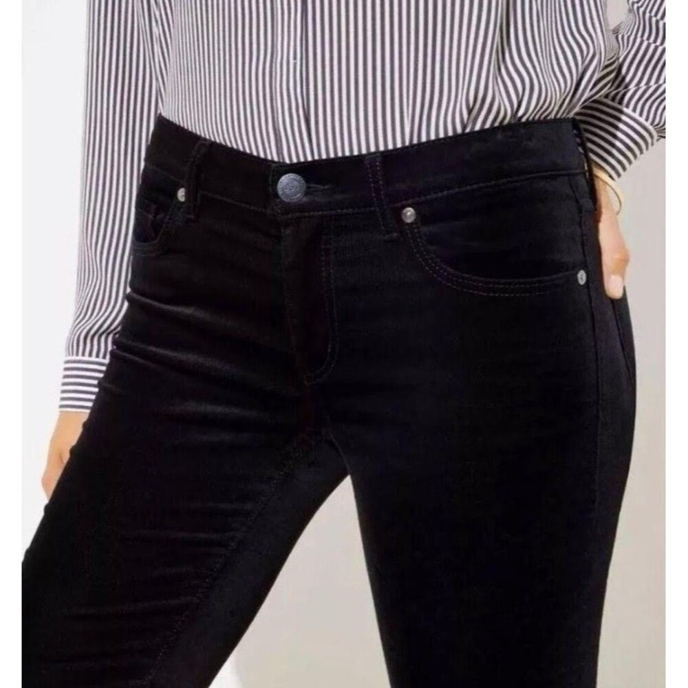 NWOT Ann Taylor Size 8 Black Velvet Modern Fit Jeans Straight Slim Stretch Soft